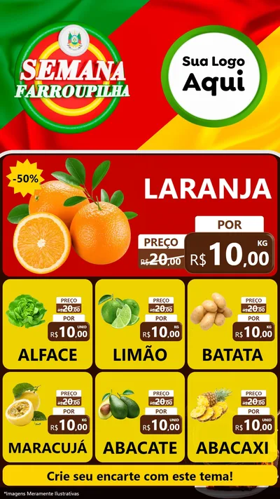 Modelo de Rede Social para Stories com o tema Semana Farroupilha para Hortifrúti