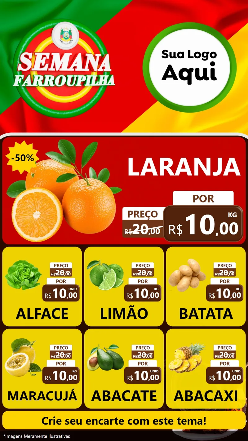 Modelo de Rede Social para Stories com o tema Semana Farroupilha para Hortifrúti