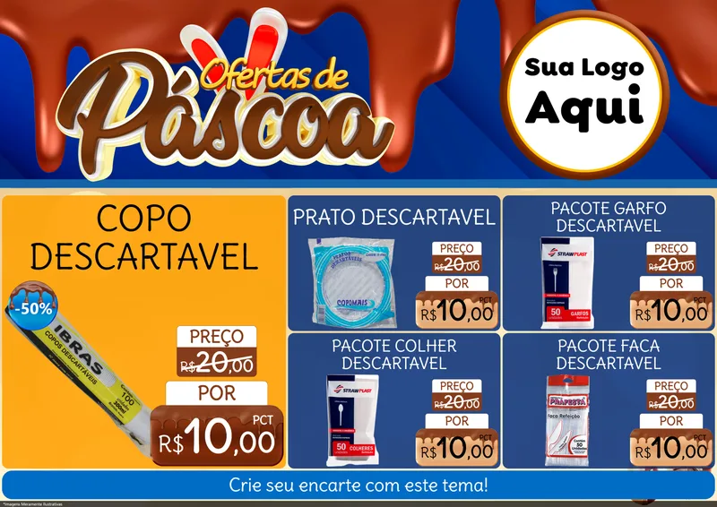 Modelo de Encarte para Encarte A4 Horizontal com o tema Ofertas de Páscoa para Embalagens