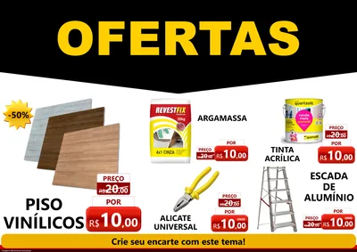 Modelo de Encarte para Encarte A4 Horizontal com o tema Ofertas Preto e Vermelho Cartaz para Material para Construção