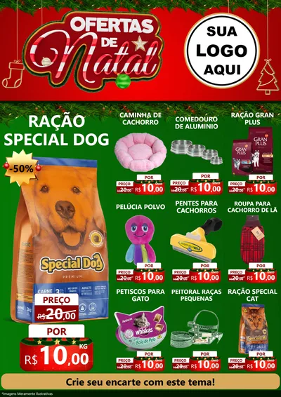 Modelo de Encarte para Encarte A4 Vertical com o tema Ofertas de Natal para Pet Shop