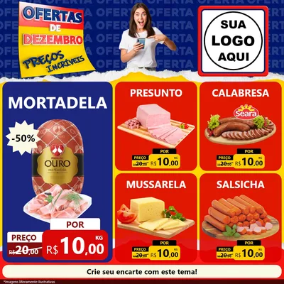 Modelo de Rede Social para Feed Facebook com o tema Ofertas de Dezembro - Preços Incríveis para Frios e Laticínios