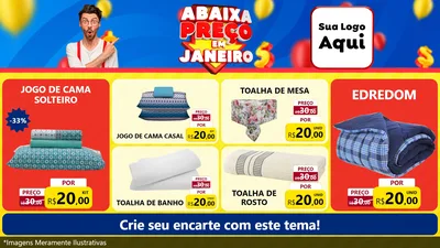Modelo de TV para TV Horizontal com o tema Abaixa Preço em Janeiro para Cama, Mesa e Banho