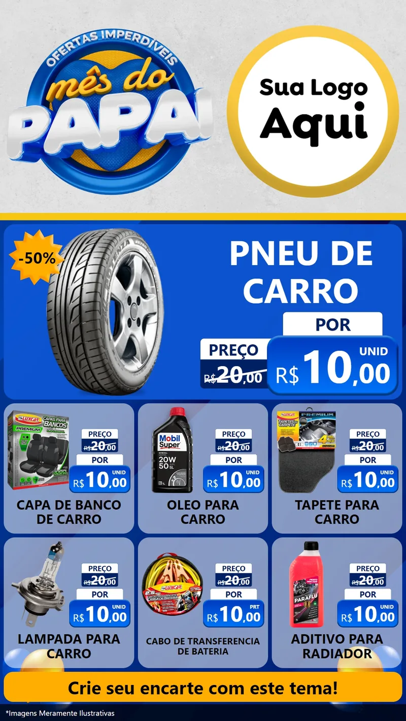 Modelo de Rede Social para Stories com o tema Ofertas Imperdíveis Mês Do Papai para Auto peças