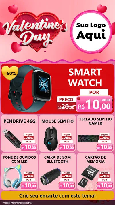 Modelo de Rede Social para Stories com o tema Valentine's Day para Informática