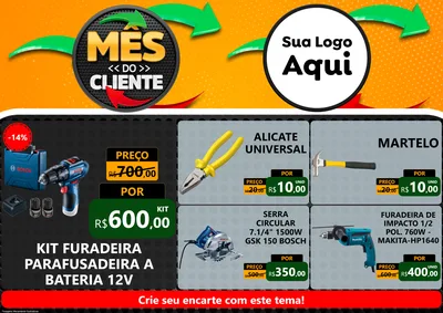 Modelo de Encarte para Encarte A4 Horizontal com o tema Mês do Cliente para Maquinas e Ferramentas