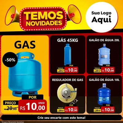Modelo de Rede Social para Feed Facebook com o tema Temos Novidades para Água e gás