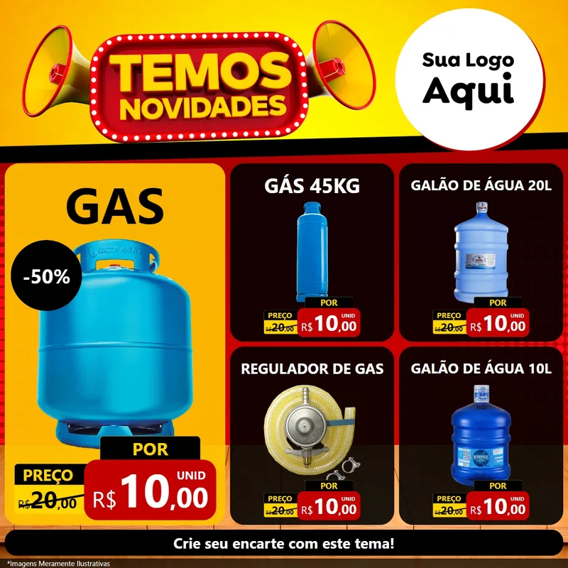 Modelo de Rede Social para Feed Facebook com o tema Temos Novidades para Água e gás