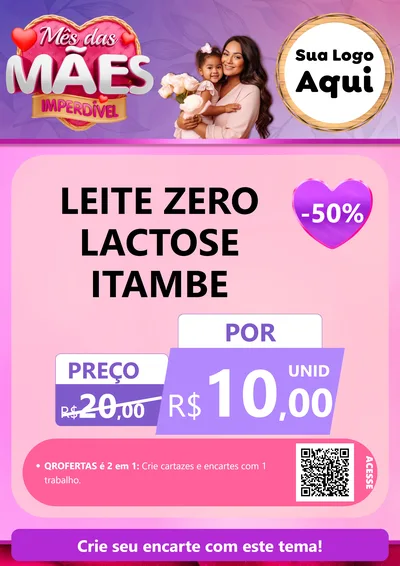 Modelo de Cartaz para Cartaz A4 Vertical com o tema Mês das Mães Imperdível para Frios e Laticínios
