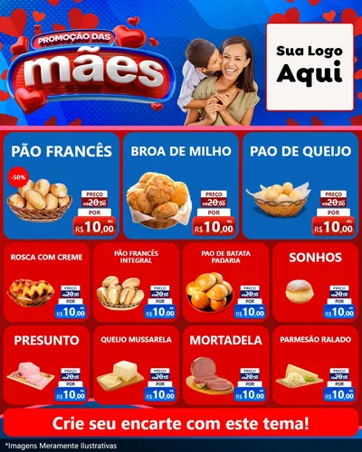Modelo de Rede Social para Feed Instagram com o tema Promoção das Mães para Padaria