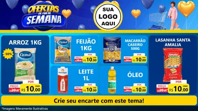 Modelo de TV para TV Horizontal com o tema Ofertas de Fim de Semana para Supermercado