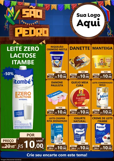 Modelo de Encarte para Encarte A4 Vertical com o tema São Pedro para Frios e Laticínios