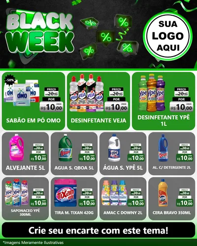 Modelo de Rede Social para Feed Instagram com o tema Black Week para Produtos de Limpeza