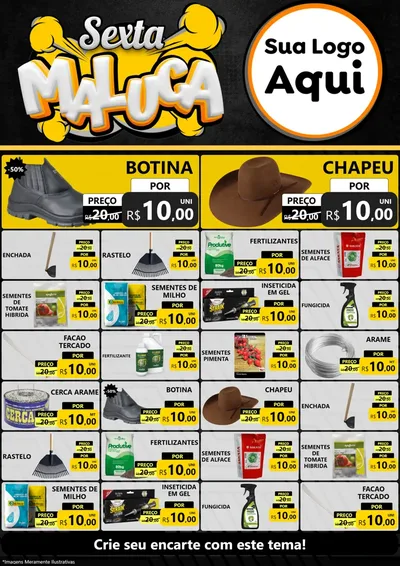 Modelo de Encarte para Encarte A4 Vertical com o tema Sexta Maluca para Agropecuária