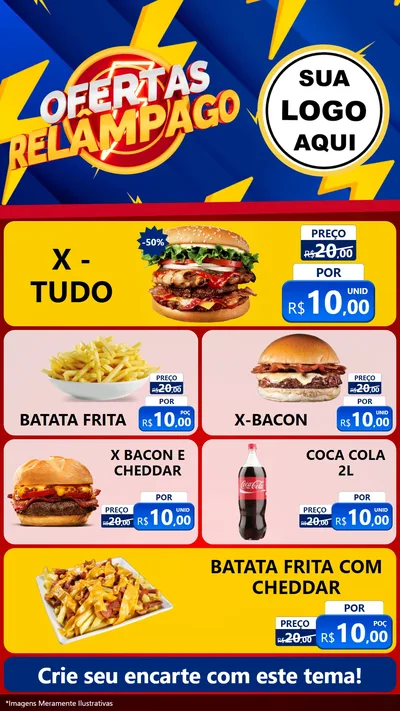 Modelo de TV para TV Vertical com o tema Ofertas Relâmpago para Hamburgueria