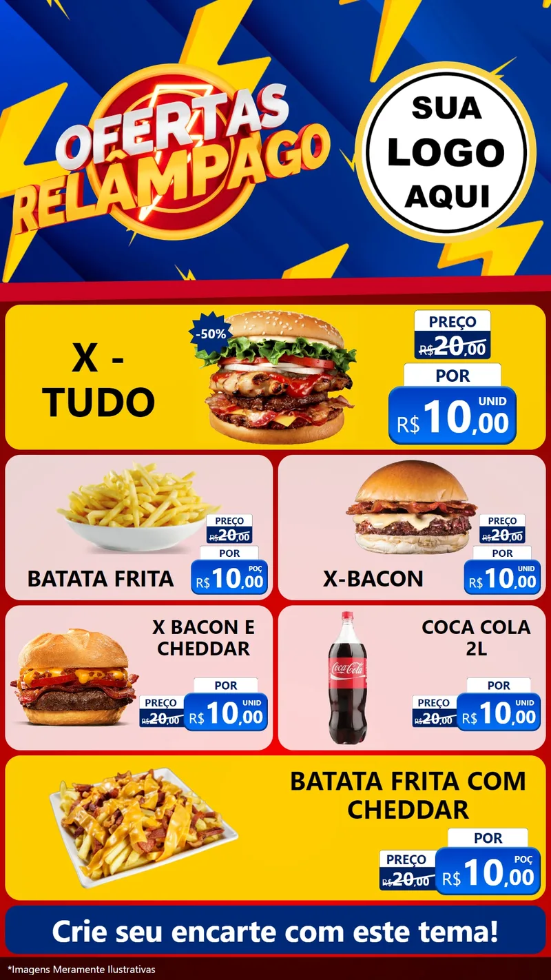 Modelo de TV para TV Vertical com o tema Ofertas Relâmpago para Hamburgueria