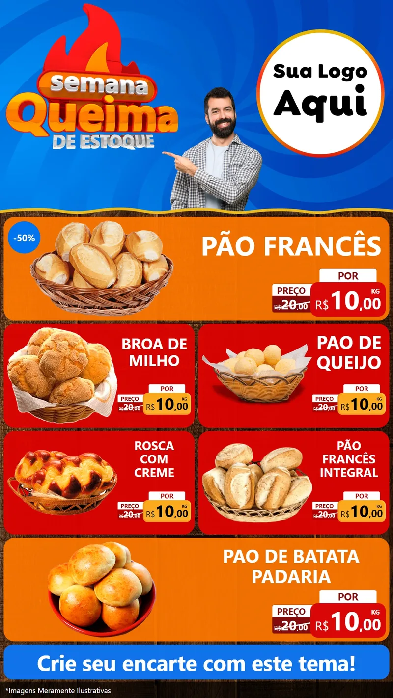 Modelo de TV para TV Vertical com o tema Semana Queima de Estoque para Padaria