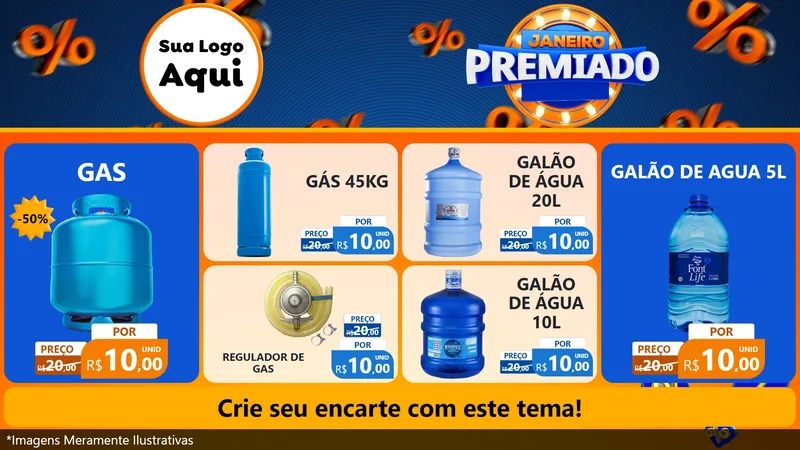 Modelo de TV para TV Horizontal com o tema Janeiro Premiado para Água e gás