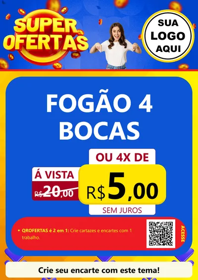 Modelo de Cartaz para Cartaz A4 Vertical com o tema Super Ofertas para Móveis e Eletro