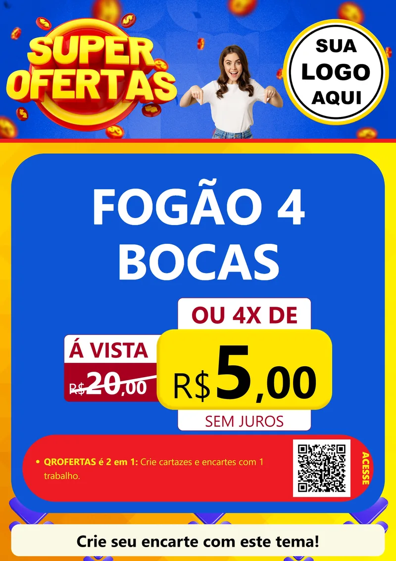 Modelo de Cartaz para Cartaz A4 Vertical com o tema Super Ofertas para Móveis e Eletro