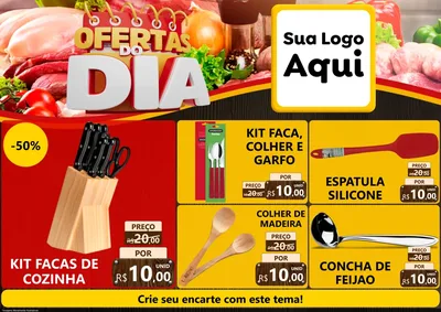Modelo de Encarte para Encarte A4 Horizontal com o tema Ofertas do Dia para Utilidades Domésticas