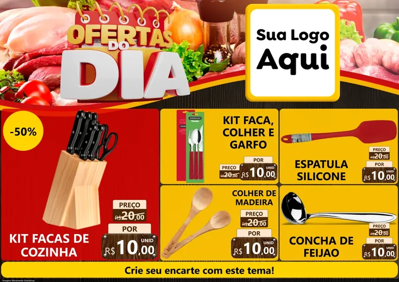 Modelo de Encarte para Encarte A4 Horizontal com o tema Ofertas do Dia para Utilidades Domésticas