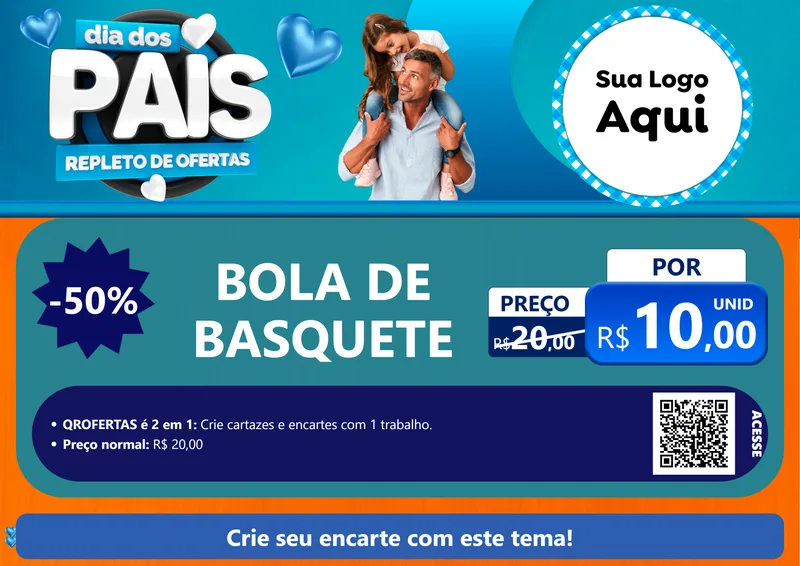 Modelo de Cartaz para Cartaz A4 Horizontal com o tema Dia Dos Pais Repleto de Ofertas para Artigos Esportivos