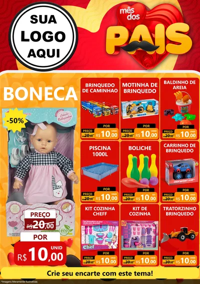 Modelo de Encarte para Encarte A4 Vertical com o tema Mês Dos Pais para Brinquedos