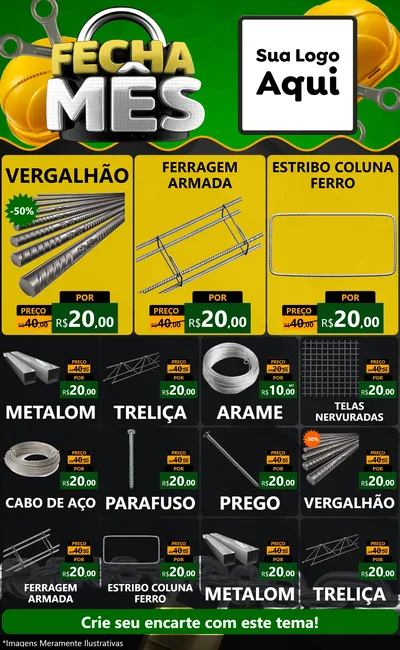 Modelo de Encarte para Encarte Grande com o tema Fecha Mês para Ferragens