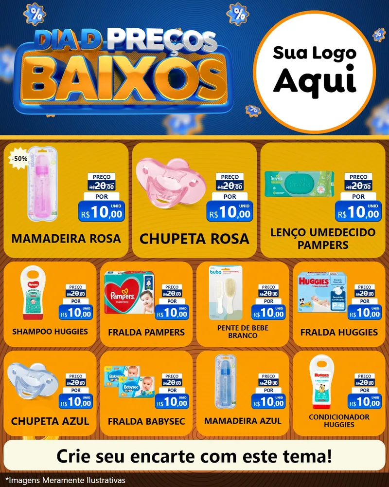 Modelo de Rede Social para Feed Instagram com o tema Dia D Preço Baixo para Bebês