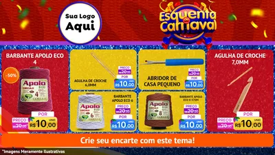 Modelo de TV para TV Horizontal com o tema Esquenta de Carnaval para Armarinho e Aviamentos