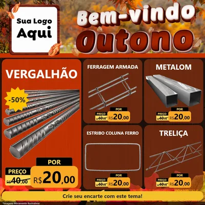 Modelo de Rede Social para Feed Facebook com o tema Bem-vindo Outono para Ferragens