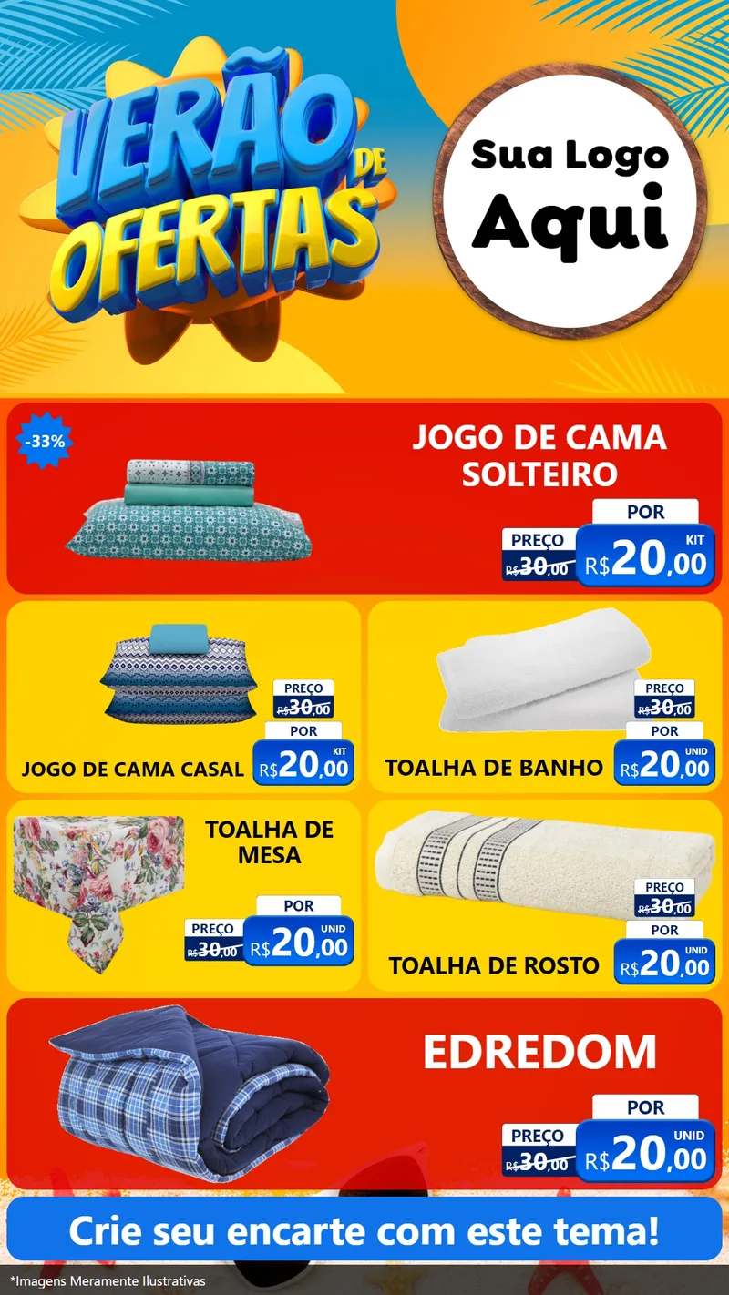 Modelo de TV para TV Vertical com o tema Verão de Ofertas para Cama, Mesa e Banho