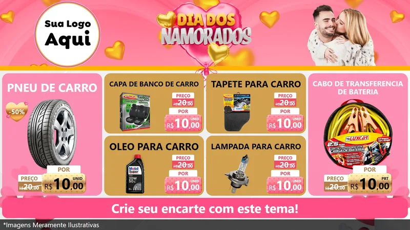 Modelo de TV para TV Horizontal com o tema Dia dos Namorados para Auto peças