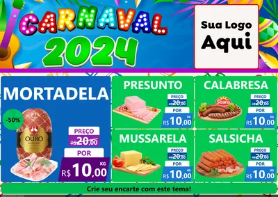 Modelo de Encarte para Encarte A4 Horizontal com o tema Carnaval 2027 para Frios e Laticínios