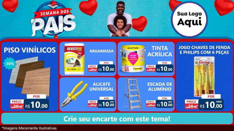 Modelo de TV para TV Horizontal com o tema Semana Dos Pais para Material para Construção