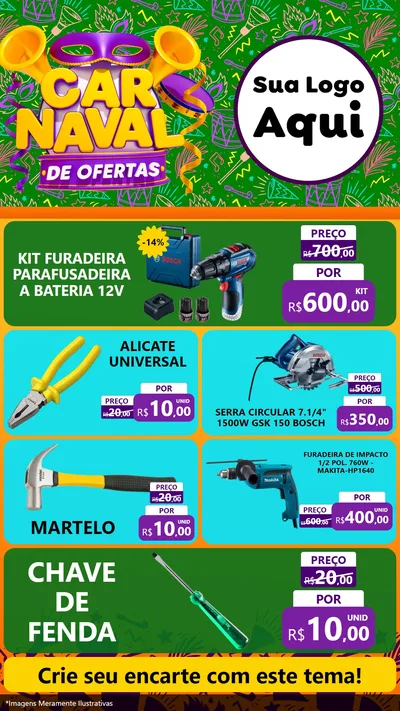 Modelo de TV para TV Vertical com o tema Carnaval de Ofertas para Maquinas e Ferramentas