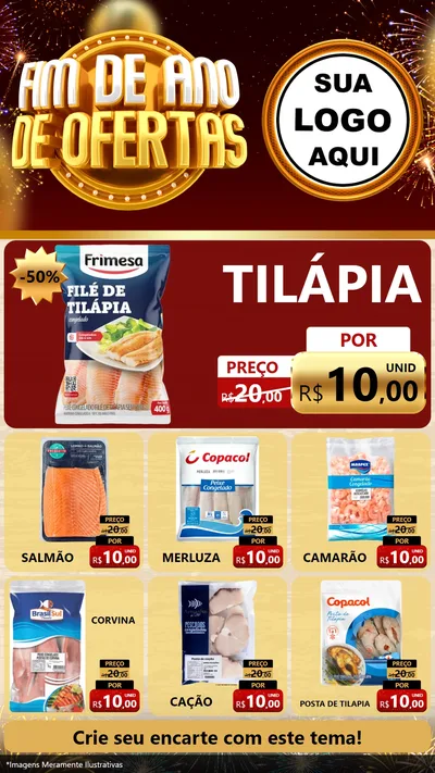 Modelo de Rede Social para Stories com o tema Fim de Ano de Ofertas para Peixaria