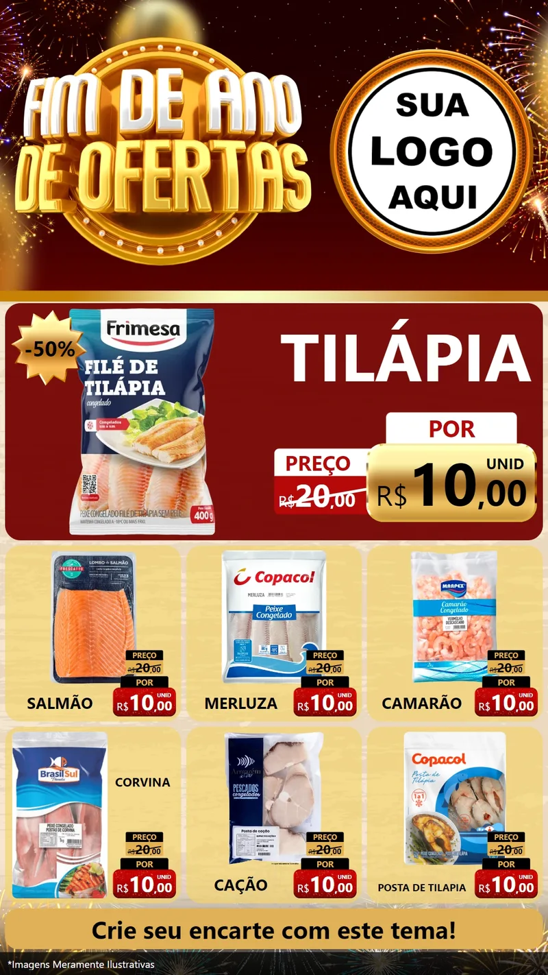 Modelo de Rede Social para Stories com o tema Fim de Ano de Ofertas para Peixaria