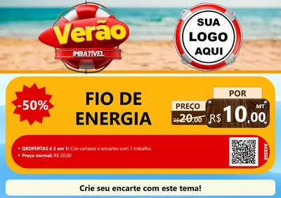 Modelo de Cartaz para Cartaz A4 Horizontal com o tema Verão Imbatível para Materiais Elétricos