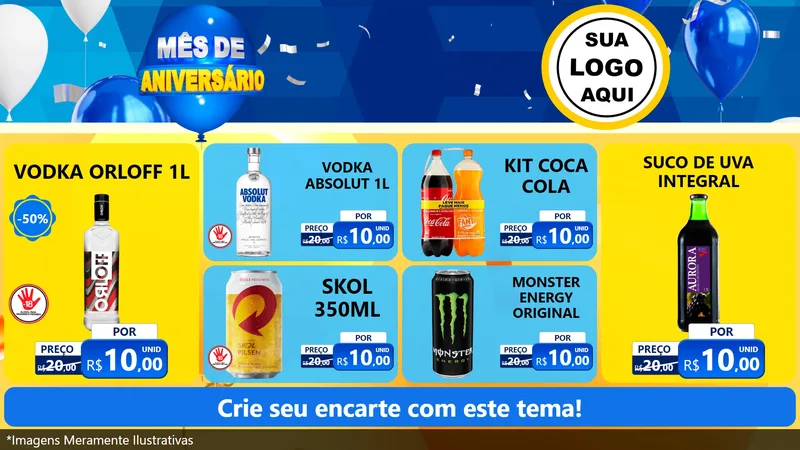 Modelo de TV para TV Horizontal com o tema Mês de Aniversário para Distribuidora de bebidas