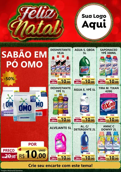 Modelo de Encarte para Encarte A4 Vertical com o tema Feliz Natal para Produtos de Limpeza