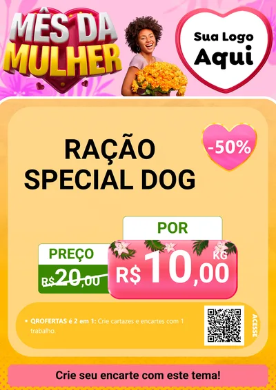 Modelo de Cartaz para Cartaz A4 Vertical com o tema Mês da Mulher para Pet Shop