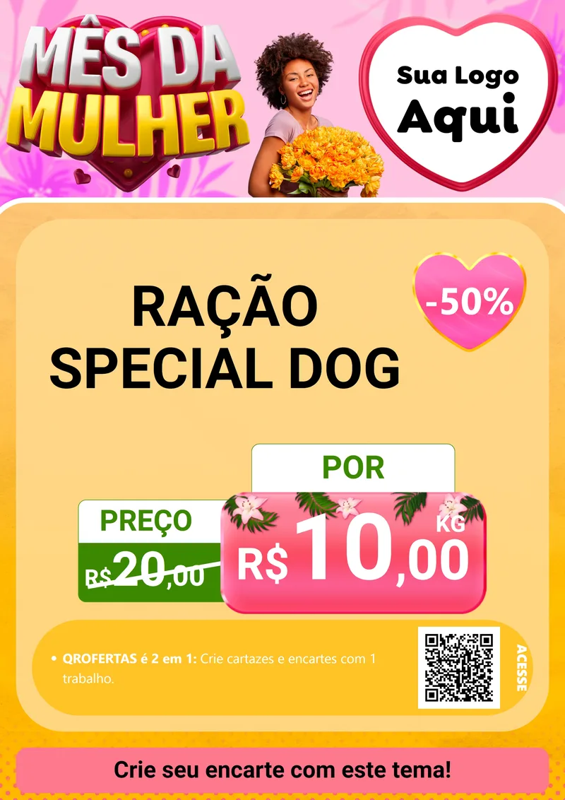 Modelo de Cartaz para Cartaz A4 Vertical com o tema Mês da Mulher para Pet Shop