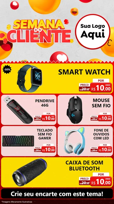 Modelo de TV para TV Vertical com o tema Semana do Cliente para Informática
