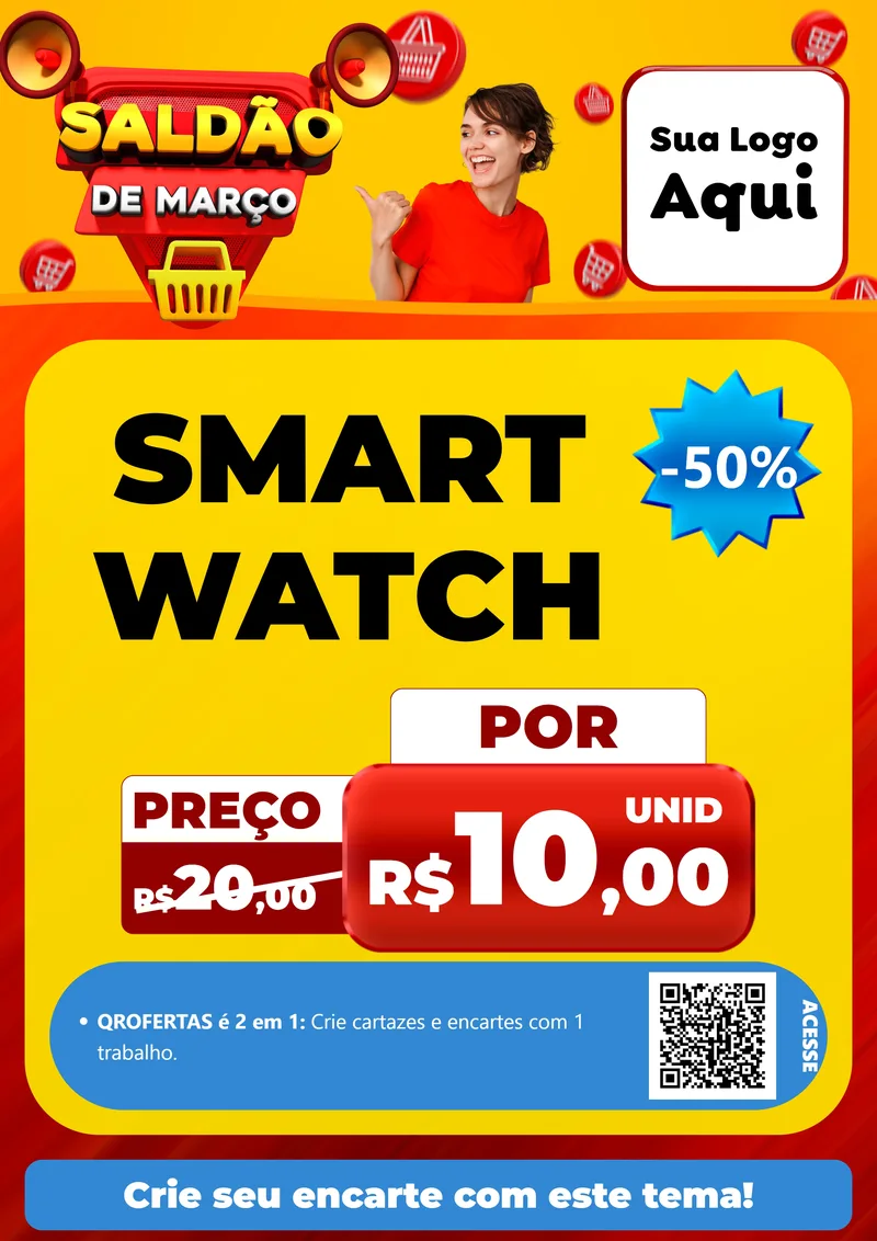 Modelo de Cartaz para Cartaz A4 Vertical com o tema Saldão de Março para Informática