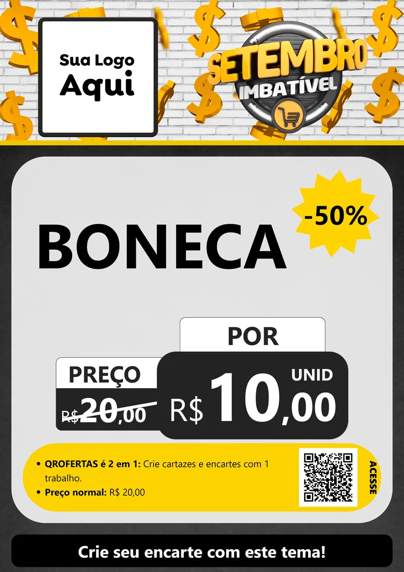 Modelo de Cartaz para Cartaz A4 Vertical com o tema Setembro Imbatível para Brinquedos