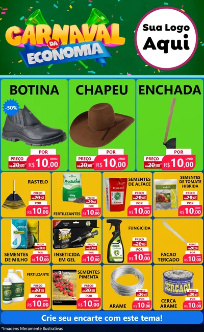Modelo de Encarte para Encarte Grande com o tema Carnaval da Economia para Agropecuária