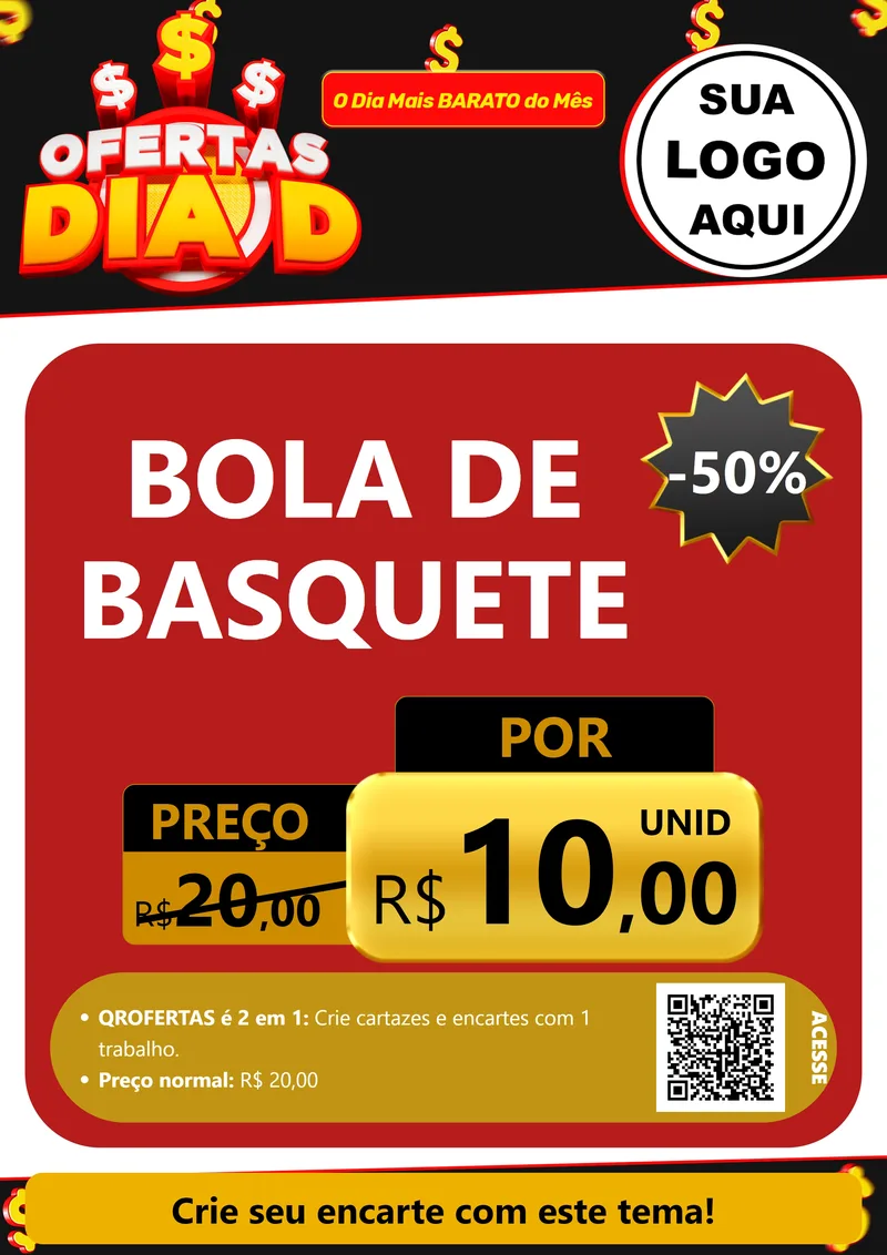 Modelo de Cartaz para Cartaz A4 Vertical com o tema Ofertas Dia D para Artigos Esportivos