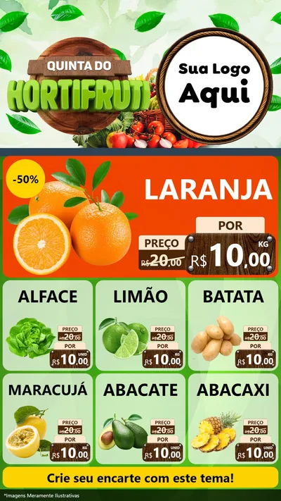 Modelo de Rede Social para Stories com o tema Quinta do Hortifruti para Hortifrúti